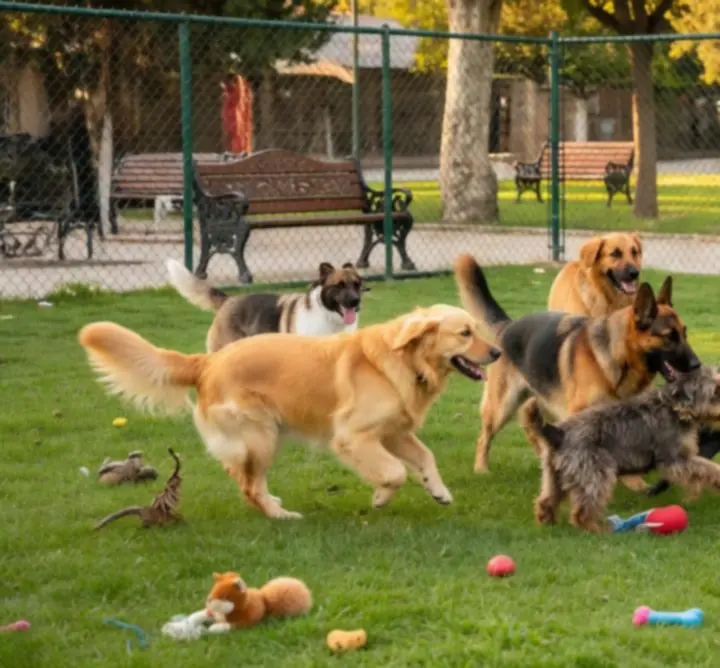 Grupla oyun oynayan ve sosyalleşen köpekler