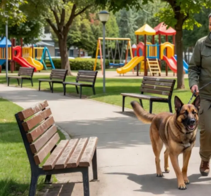 Türkiye'de bir parkta profesyonel köpek gezdirme hizmeti