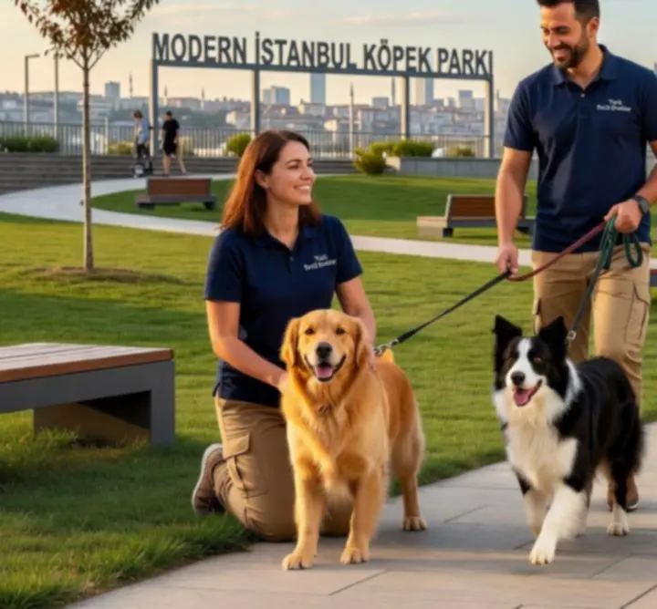 SOFTTEX ekibi sokakta köpekleri yürütürken